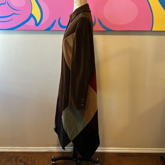 Moschino Couture Brown Patchwork Harlequin Velvet Coat - Picture 7 of 16